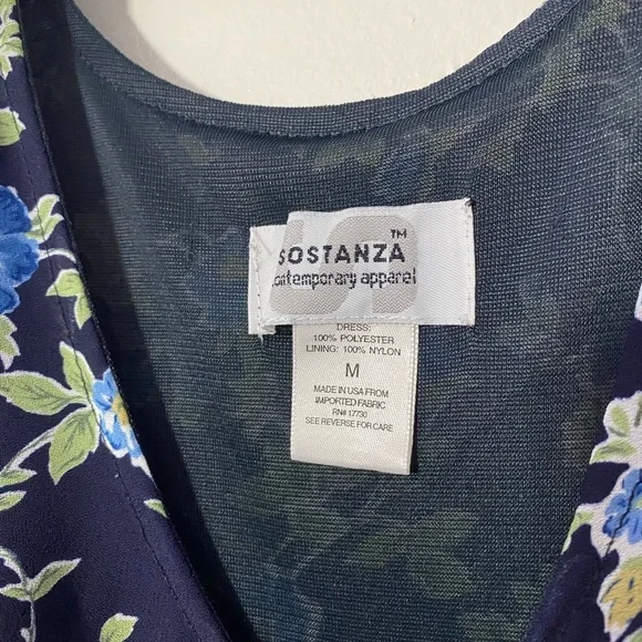 Vintage 90s Navy Floral Maxi Dress Size Medium - Picture 3 of 7